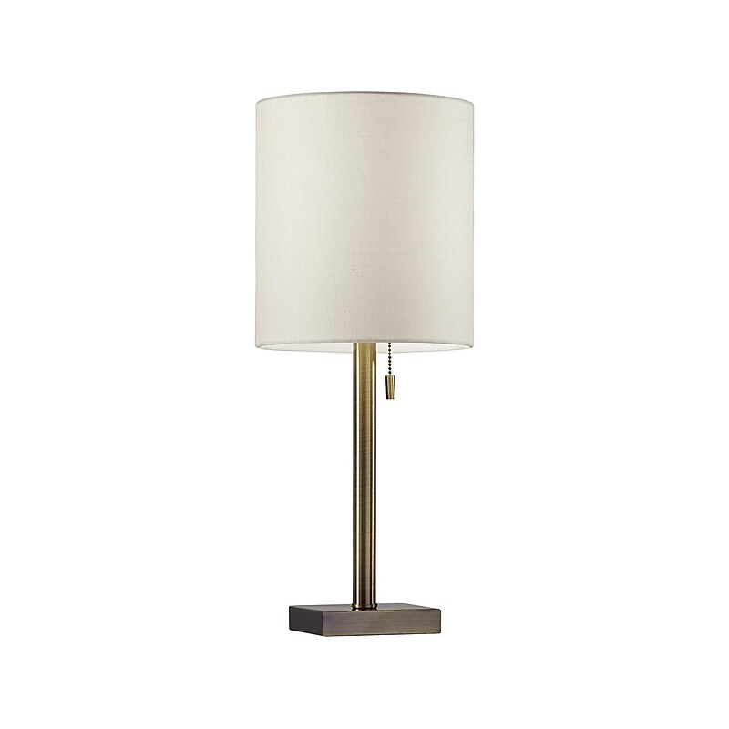Adesso Liam Incandescent/CFL Table Lamp, Antique Brass/Light Beige (1546-21) image 1