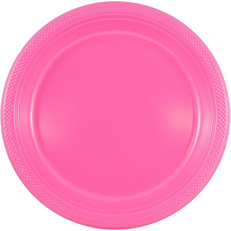 JAM PAPER 7" Plastic Plates, Fuchsia Pink, 80 Plates/Pack (2255320680g) image 1