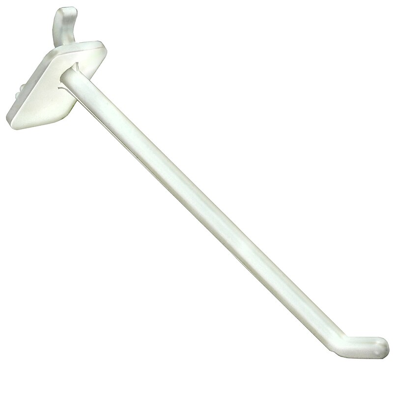Global Approved  Opaque Plastic Pegboard Locking Hook, White - Pkg Qty 50