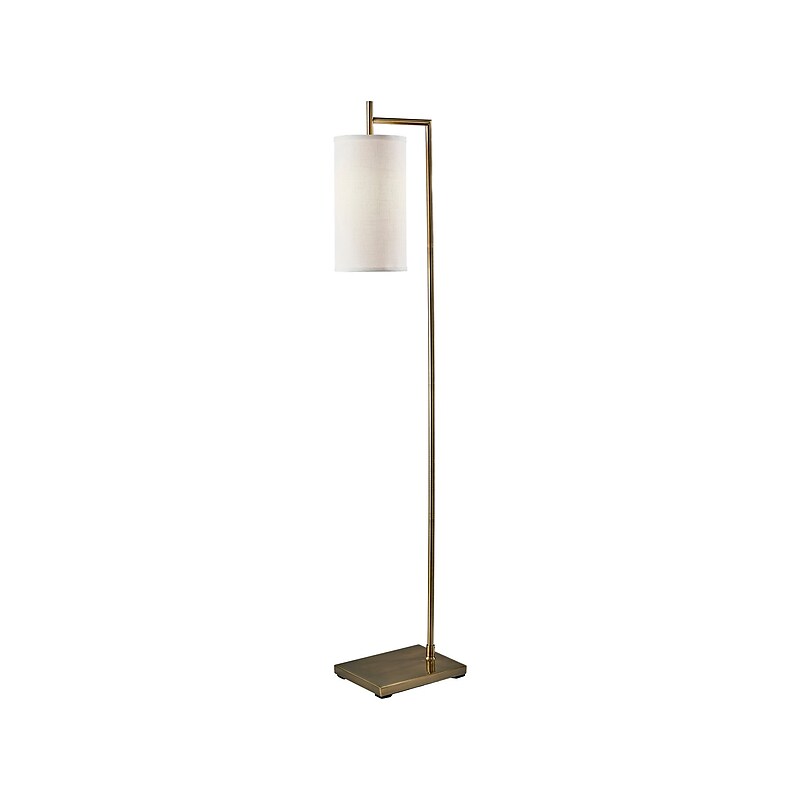 Simplee Adesso Zion 65" Antique Brass Floor Lamp with White Drum Shade (SL1156-21) image 1