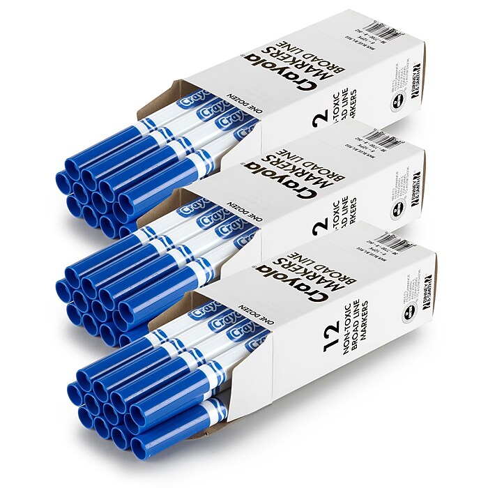 Crayola Bulk Markers, Conical Tip, Blue, 12/Pack, 3 Packs/Bundle