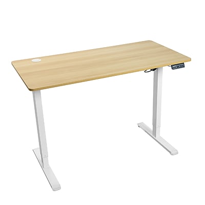 Mount-It! 48″W Electric Rectangular Adjustable Standing Desk, Maple/White (MI-8038) Simolary simolary.com