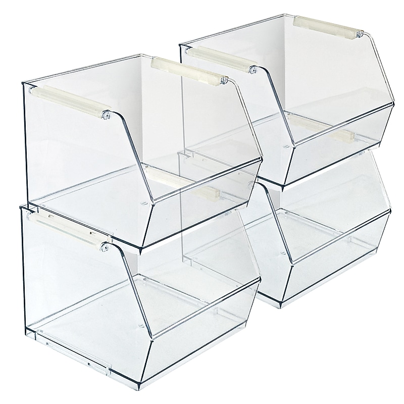 Small Stackable Plastic Storage Bin, Clear, 4/Pack (556710-4PK) image 1