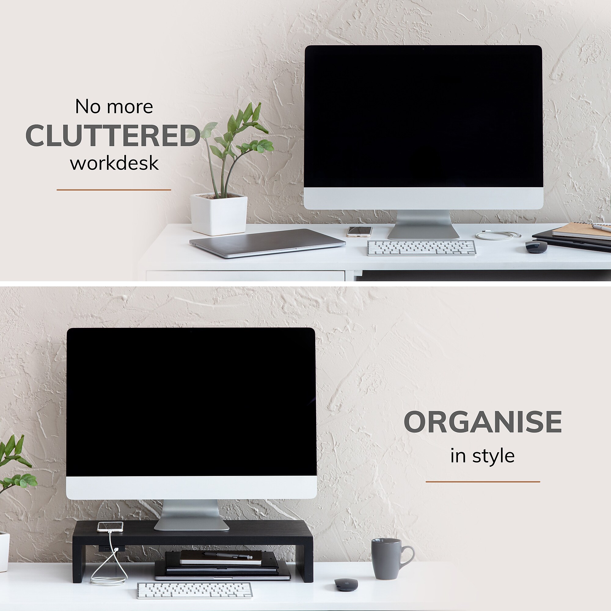 Anji Mountain Mango Wood Monitor Stand, Up to 32″ Monitor, Black (MS-FNG-BLK-P) Sansujyuku sansujyuku.com