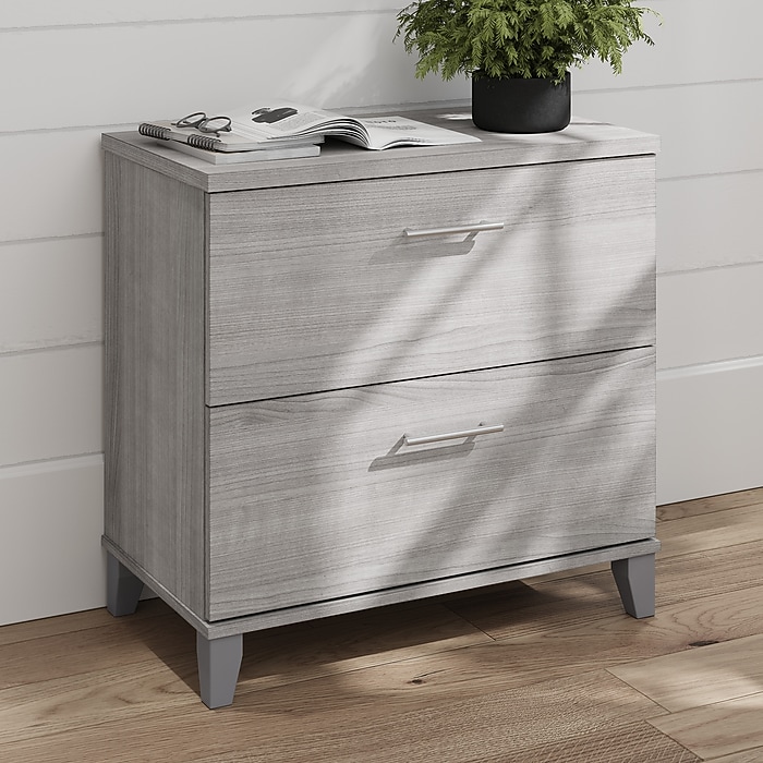 Bush Home Somerset 2 Drawer Lateral File Cabinet, Platinum Gray