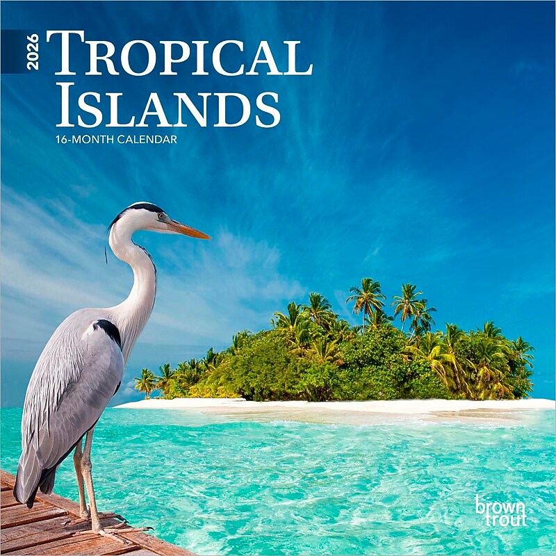 2026 BrownTrout Tropical Islands 7" x 7" Monthly Wall Calendar (9798330705986) image 1