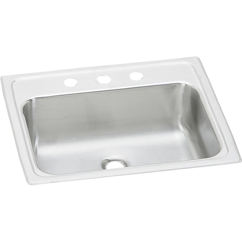 Elkay Celebrity 3-Hole Single-Bowl Drop In Bathroom Sink with Overflow, 17" x 19" x 6.13", Stainless Steel, Brushed Satin image 1