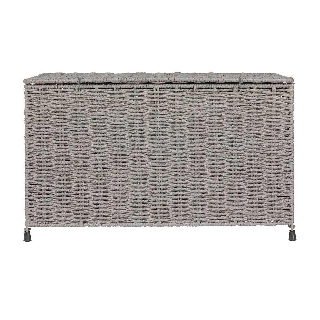 Grey wicker basket with lid
