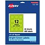 Avery Laser/Inkjet Multipurpose Square Labels, 2" x 2", Bright Green, 480/Pack (94107)~#|#~750C6711-FBB5-4A1C-BE41E20581603EE9_sc7