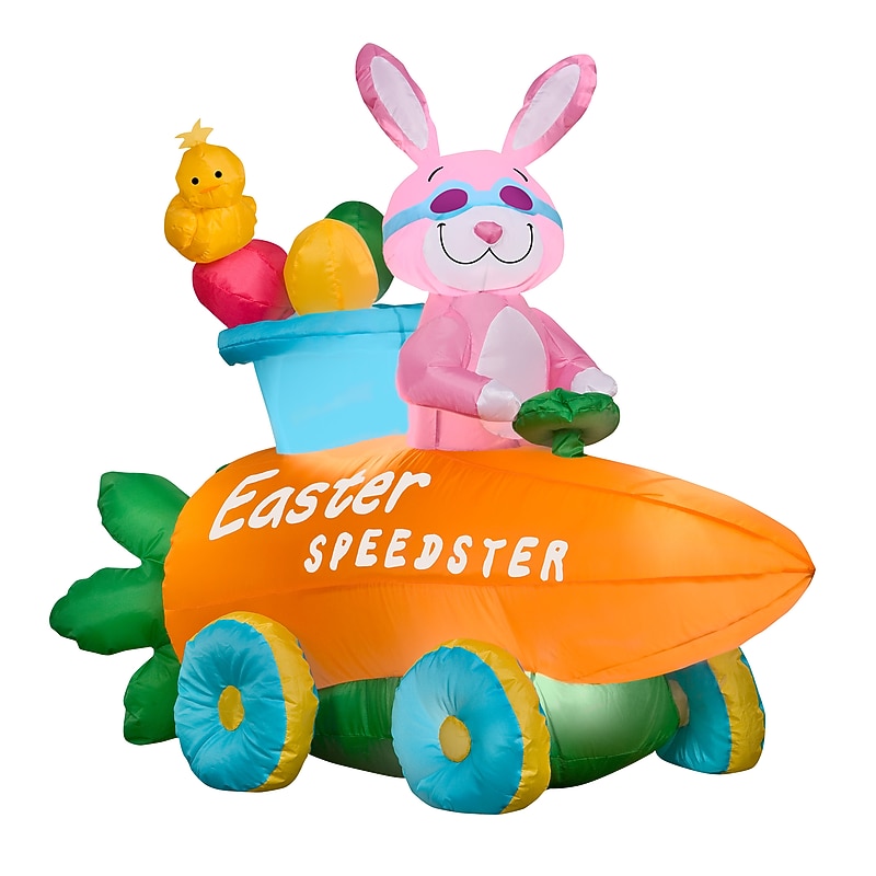 National Tree Company 54" Inflatable Bunny in Easter Speedster (GE9-46532-1) image 1