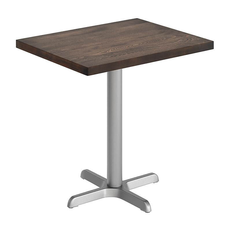 Flash Furniture Bennett Wooden Commercial Indoor Table, 30" x 24", Dark Brown Top/Silver Base (GSF2430DBT2222S image 1