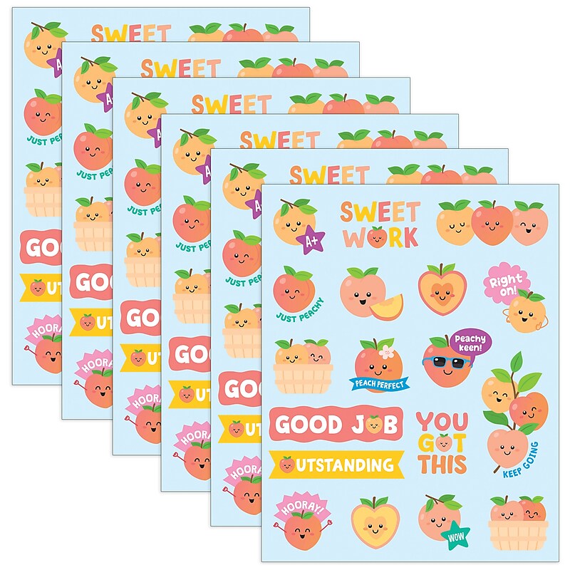 Teacher Created Resources Peach Smelly Stickers, Multicolored, 108/Pack, 6/Packs/Bundle (TCR9457-6) image 1