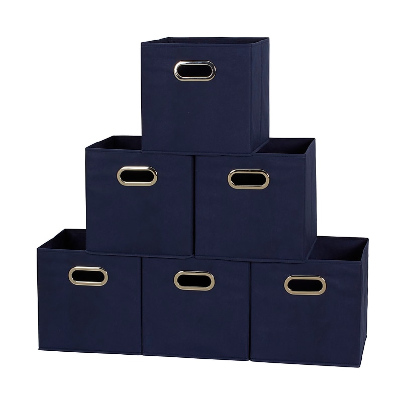 Household Essentials Medium Folding Fabric Storage Cube, 11" x 11"x 11", 23 Qt., Blue, 6/Pack (81-1) image 1