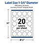 Avery Waterproof Round Laser Multipurpose Labels, 1.75" Dia., White, 1000/Box (19479399438)~#|#~751D09B0-7824-4D4F-AB784CA52FCCAB8C_sc7