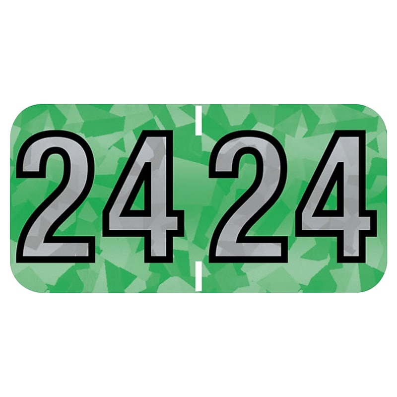 Medical Arts Press Holographic End-Tab Year Labels, 2024, Green, 500/Roll (0724HGN) image 1