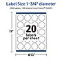 Avery TrueBlock Laser/Inkjet Circle Multipurpose Labels, 1.75" Dia., White, 2000/Box (94509)~#|#~75269C44-DE60-4A17-B8D4109FF73E3864_sc7