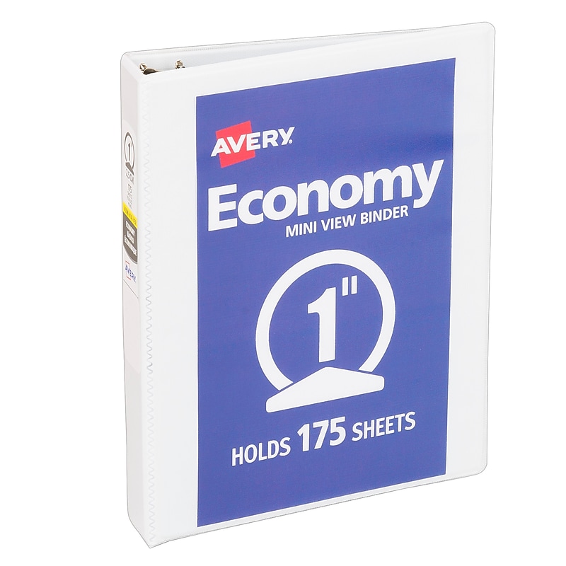 Avery 1" 3-Ring Mini Binders, White (05806) image 1