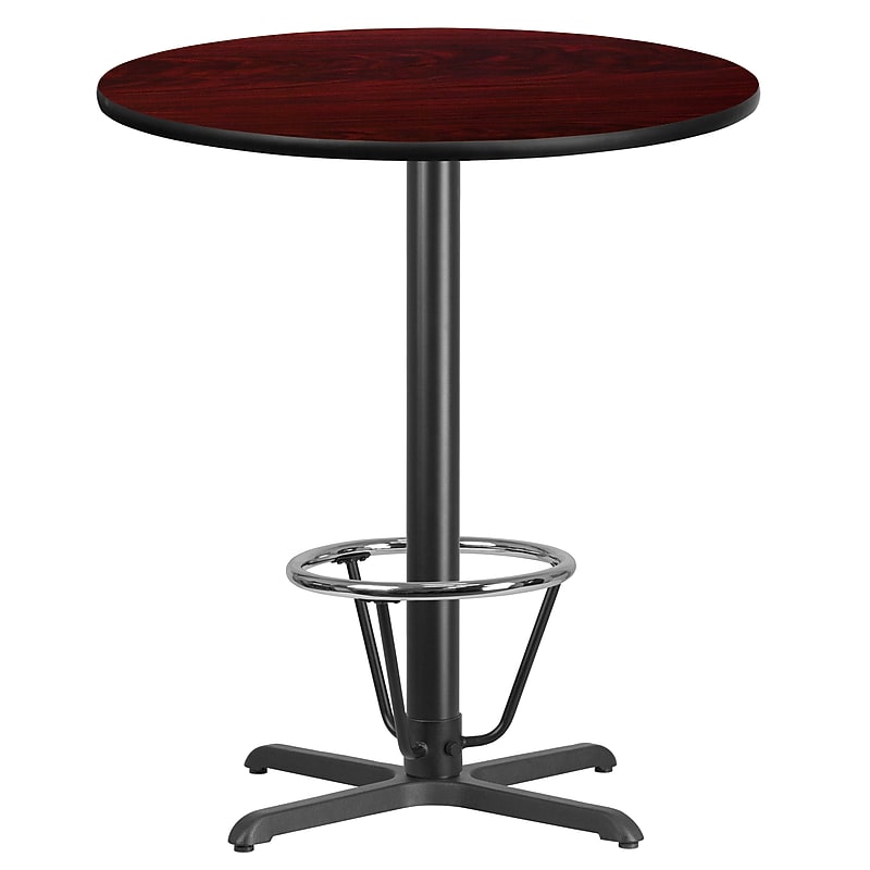 Flash Furniture 36" Round Laminate Table Top with 30" x 30" Bar-Height Table Base, Mahogany (XURD36MAT30B3F) image 1