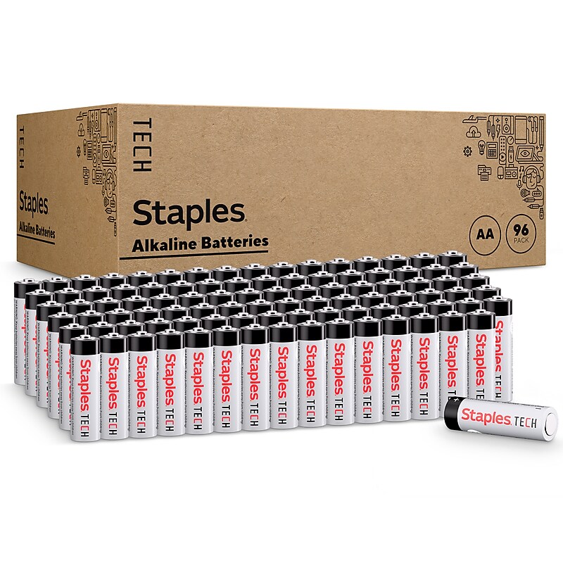 Staples TECH AA Alkaline Battery, 96 Pack (ST63255-CC) image 1