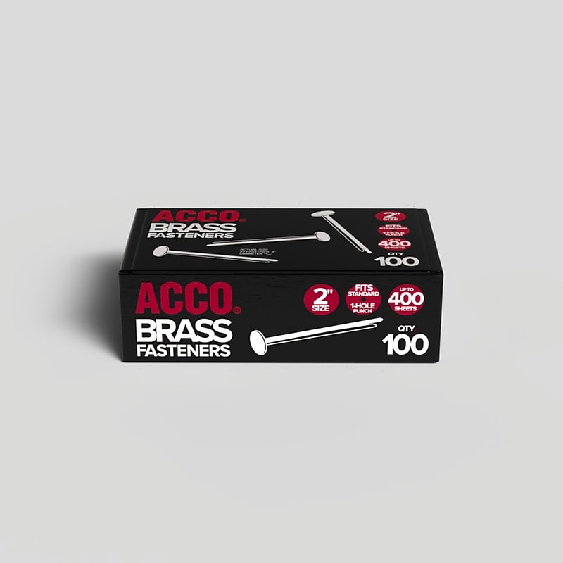 ACCO Solid Brass Round Head Fasteners, 2", Brass, 100/Box (71507) image 1