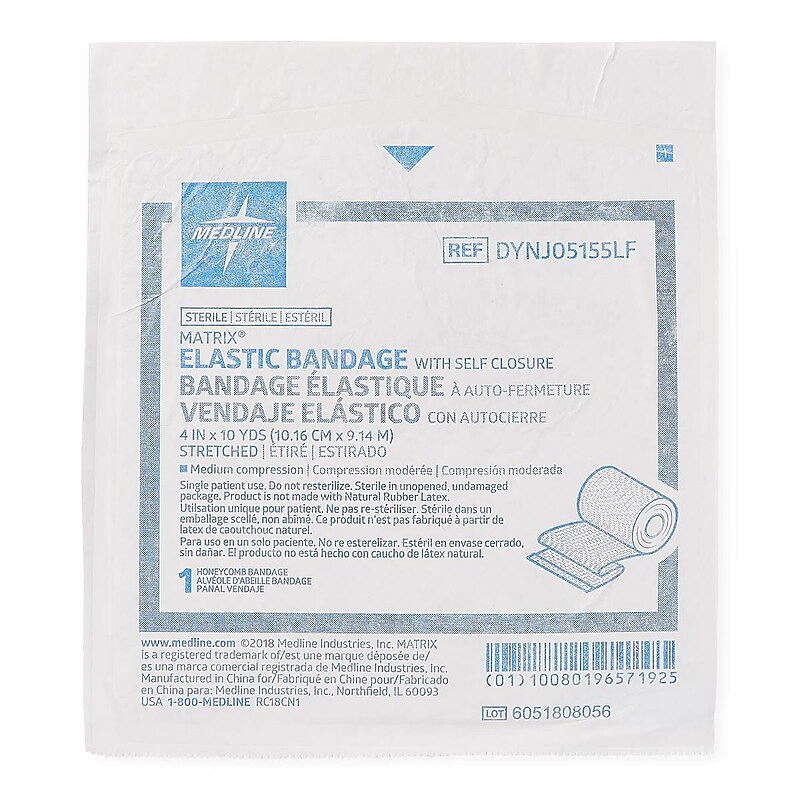 Medline Matrix Cotton/Polyester Blend Elastic Bandage, Sterile, 4" x 10 yds., 20/Carton (DYNJ05155LF) image 1
