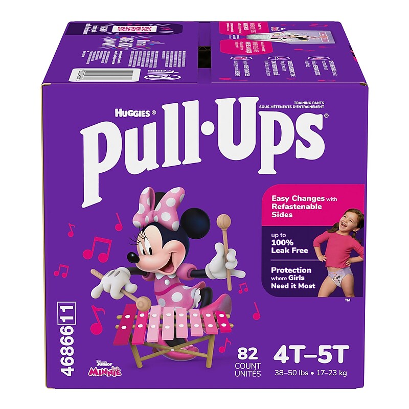 Huggies Pull-Ups Potty Training Pants, Girls 4T-5T, 82/Carton (46866) image 1