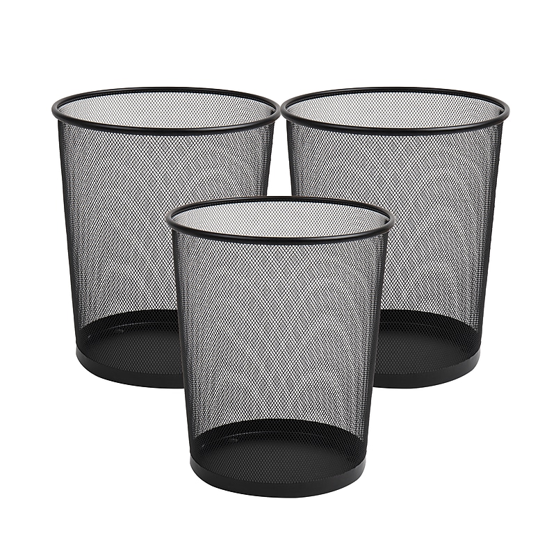Mind Reader Metal Mesh Trash Can Without Lid, 4.5 Gallon, Black, 3/Pack (3CGARB-BLK) image 1