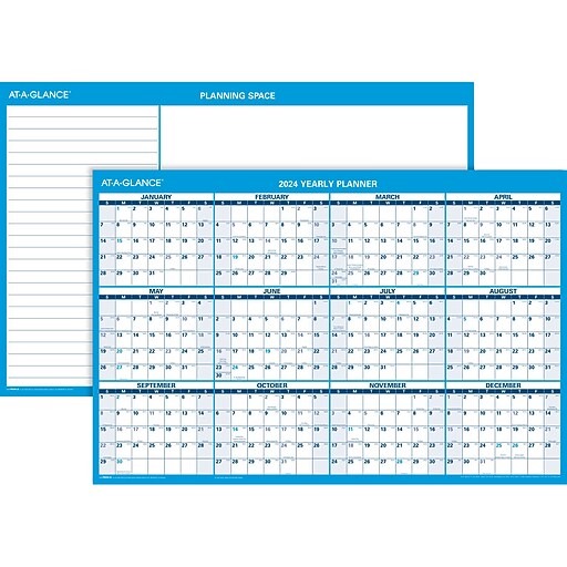 2024 ATAGLANCE 24" x 36" Yearly WetErase Wall Calendar, Reversible