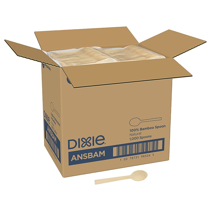 Dixie Compostable Bamboo Spoon, Brown, 1000/Box (ANSBAM) image 1
