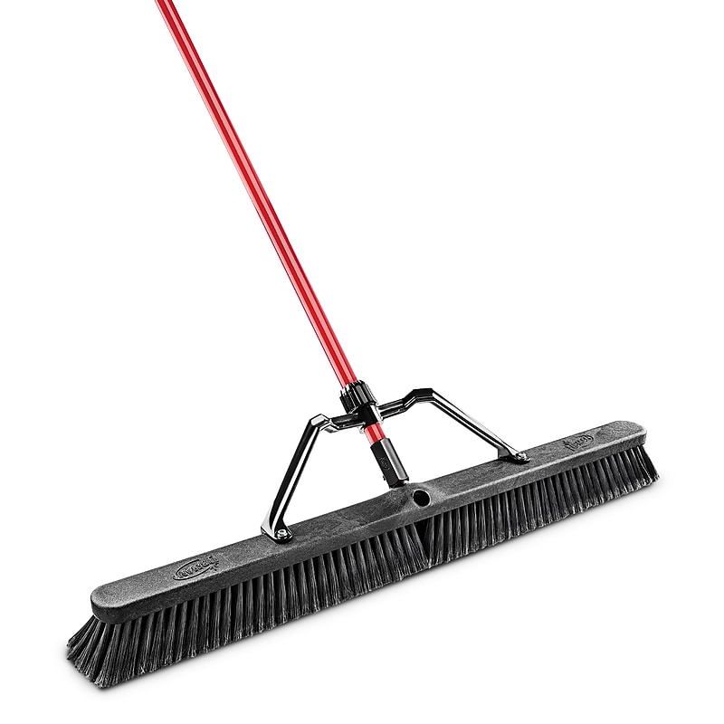 Libman Commercial 36" Smooth Surface Heavy-Duty Push Broom, Black Bristles, 3/Carton (850) image 1