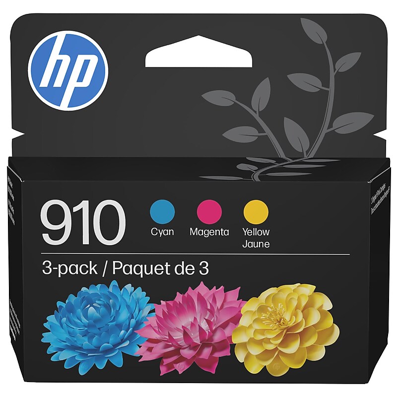 HP 910 Cyan/Magenta/Yellow Standard Yield Ink Cartridge, 3/Pack (3YN97AN#140) image 1