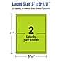 Avery Printable Rectangle Multipurpose Labels, 5" x 8-1/8", Bright Green, 20/Pack (94259)~#|#~7574C3C5-32A8-4871-BE4D53FB9F250F1A_sc7