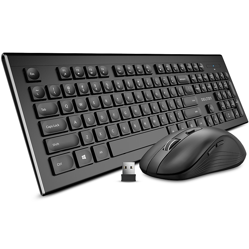 Delton Ultra Slim KB7 Wireless Keyboard and S8 Optical Mouse Combo, Black (DKBMKIT2-WB) image 1
