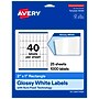 Avery Rectangle Laser/Inkjet Multipurpose Labels, White, 40 Labels/Sheet, 25 Sheets/Pack (19479311224)~#|#~757DD6E3-3E4E-404D-8CCE3EDDC153535A_sc7