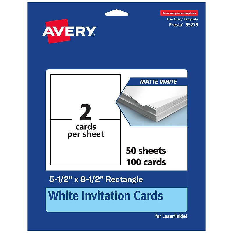 Avery Integrated Cards, 5.5" x 8.5", Matte White, 100/Box (95279) image 1