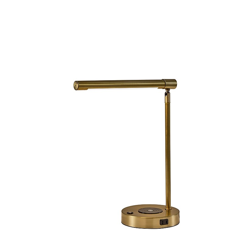 Adesso Dax LED Wireless Charging Desk Lamp, Antique Brass (2611-21) image 1