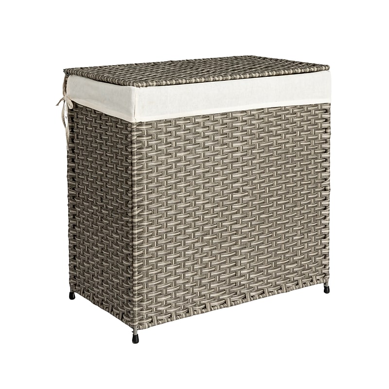 Household Essentials 1-Section Hamper with Lid, Cotton/Synthetic, Gray (HE1184) image 1
