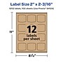 Avery Laser/Inkjet Square Multipurpose Labels, 2" x 2-3/16", Kraft Brown, 1200 Labels/Box ( 94124)~#|#~758C63FB-CC18-4A3B-B30A253A9DA2C732_sc7