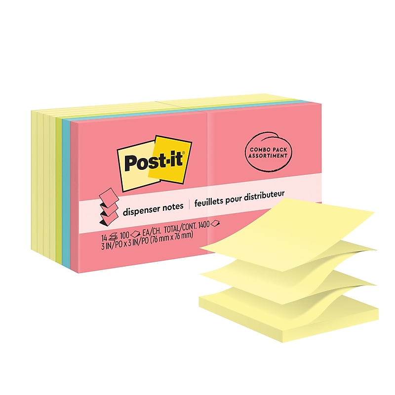 Post-it Pop-up Notes, 3" x 3", Poptimistic Collection, 100 Sheet/Pad, 14 Pads/Pack (R33014YWM) image 1