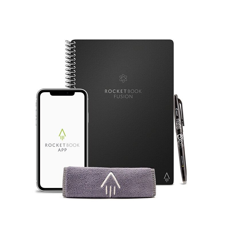 Rocketbook Fusion Reusable Notebook Planner Combo, 6" x 8.8", 42 Sheets, Black (EVRF-E-RC-A-FR) image 1