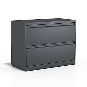 Staples 2-Drawer Lateral File Cabinet, Locking, Letter/Legal, Charcoal, 36"W (26821D)