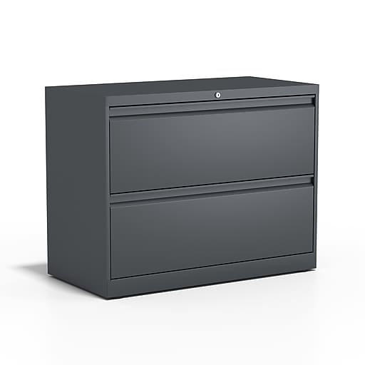 Staples 2 Drawer Lateral File Cabinet Locking Letter Legal Charcoal 36 W 26821d