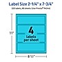 Avery Printable Rectangle Multipurpose Labels, 2.25" x 7.75", Bright Blue, 320/Box (94244)~#|#~759D7819-8FB7-4D29-BBA06D408E81C1F1_sc7