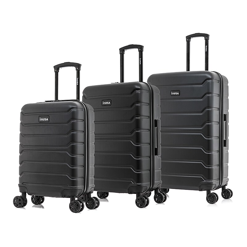 InUSA Trend 3-Piece Hardside Spinner Luggage Set, Black (IUTRESML-BLK) image 1
