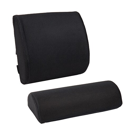 Mind Reader Memory Foam Ergonomic Back and Footrest, Black (BKFTFOAM