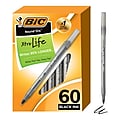 BIC Round Stic Xtra-Life Ballpoint Pen, Medium Point, Black Ink, 60/Pack (GSM609-BLK)