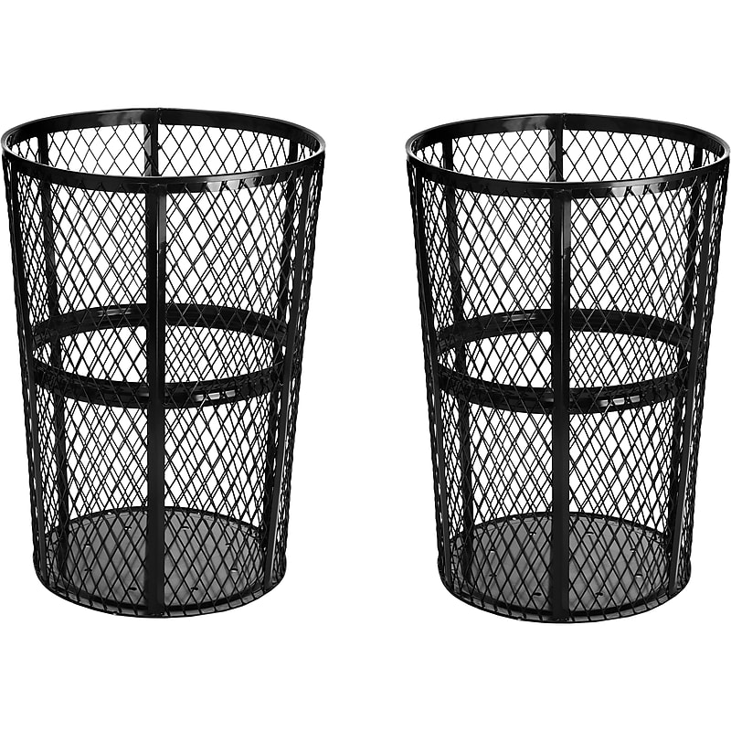Alpine Industries Stainless-Steel Outdoor Trash Can, 48-Gallon, Black, 2/Pack (ALP473-48-BLK-2PK) image 1