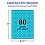 Avery Laser/Inkjet Multipurpose Circle Labels, 0.75" Dia., Bright Blue, 6400/Box (94504)~#|#~75B51A24-B534-4823-A339F1EA32FE3CDE_sc7