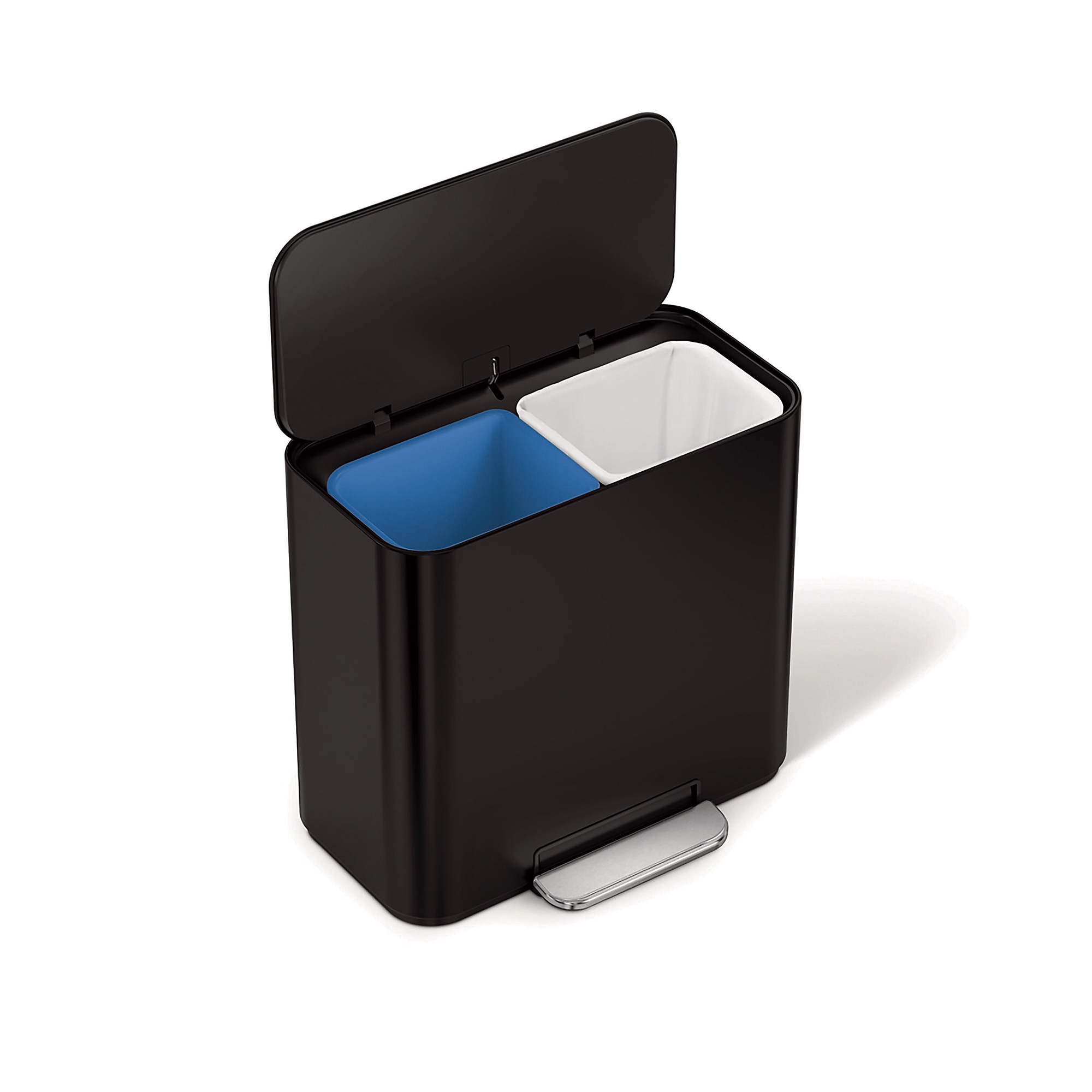 simplehuman Office Mini Steel Trash & Recycling Step Can, 4 Gallon, Matte Black (CW2121) Sansujyuku sansujyuku.com