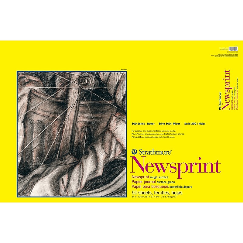 Strathmore 300 Series 24" x 36" Tape Bound Newsprint Sketch Pad, 50 Sheets/Pad (STTP3078241) image 1